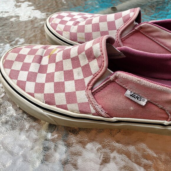 Women's Pink Checkered Vans - Picture 2 of 5